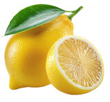 Fototapeta  - citron jaune frais, isolé sur fond transparent