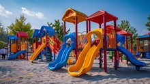 Urban Delight: Colorful Playground Amid Moscow Street Bustle