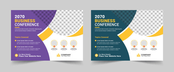 Conference flyer and invitation banner template.  Annual corporate business workshop, meeting, training promotion flyer and Online digital marketing poster