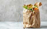 Fototapeta  - Paper Bag Full of Organic Waste for Composting