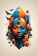 Egiptian T-shirt print design. Pharaoh. Digital art. Interior decoration, images to print for wall decoration