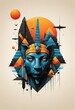 Egiptian T-shirt print design. Pharaoh. Digital art. Interior decoration, images to print for wall decoration