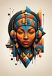 African Queen. T-shirt print design. Digital art. Interior decoration, images to print for wall decoration