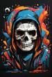 T-shirt print design. Skull abstraction. Digital art. Interior decoration, images to print for wall decoration

