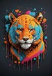 T-shirt print design. Tigerabstraction. Digital art. Interior decoration, images to print for wall decoration
