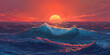 Dreamscape Horizon Surreal Ocean Sunset Painting