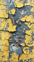 Poster - A close up of a yellow and gray painted wall, AI