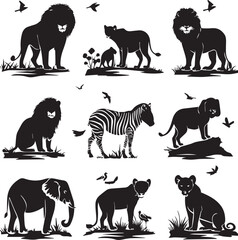 Poster - set of animals silhouettes