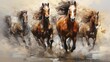 a group of horses galloping freely in a wide-open field, AI Generative