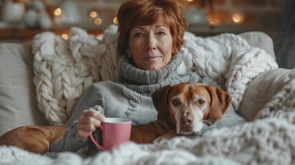 Canvas Print - The Woman Enjoying Cozy Time