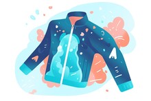 Vector Illustration Of A Blue Zipped Sweatshirt With Colorful Stains