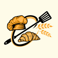 Canvas Print - bakery logo design. bread and quinoa suitable for bakery business or bakery product