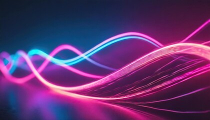 Wall Mural - Abstract background with glowing neon lights in pulse shaped lines