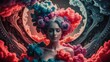 © Mikhail - Clouds of colored smoke surrounding a woman. A charming and mysterious atmosphere of an abstract smoky background, captivating you into the cloudy world of erotic fantasies. AI generated.