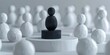 © Thares2020 - A Singular Black Wooden Doll Standing Out Amidst a Sea of White Dolls on a Podium Illustrating the Impact of a Leader s Individuality