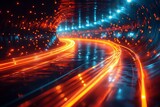 Fototapeta Uliczki - Stunning image showcasing a neon-lit tunnel creating a vibrant and futuristic visual effect