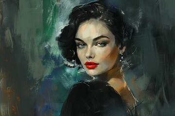 Wall Mural - elegant womans portrait stylish and sophisticated digital painting