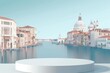 Venetian Elegance: Empty Podium Amid Canals and Gondolas