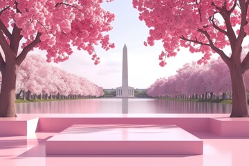 Wall Mural - Monuments of History: National Mall Cherry Blossoms