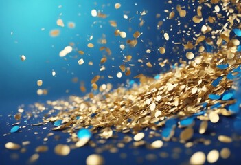 Canvas Print - 'background confetti side effect. gold right top bokeh Blue falling scattered sizes fferent gradient christmas shiny holiday shine festive sparkle party decoration abstract'
