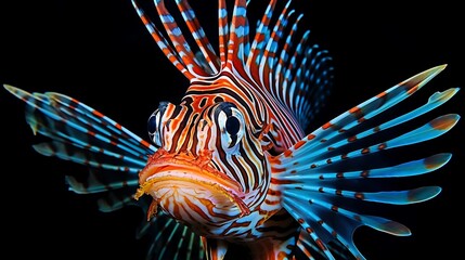 Wall Mural - Close-Up of a Mesmerizing Lionfish: Its Striking Beauty
