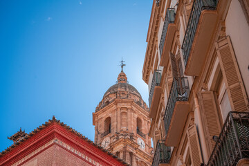 Wall Mural - Malaga, Spain, view of the view of the Renaissance architectures of the Malaga Cathedral (or Santa Iglesia Catedral Basílica de la Encarnación)