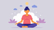 A person sits with a guided meditation app following the instructions to take slow deep breaths and visualize their worries fading away with each.