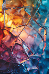 Poster - Illustrate an abstract image where fragmented shapes seem to fragment and reassemble, suggesting a sense of perpetual transformation, employing contrasting colors,