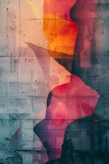 Aufkleber - Illustrate an abstract image where fragmented shapes seem to fragment and reassemble, suggesting a sense of perpetual transformation, employing contrasting colors,