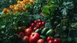 Fresh vegetables background. Healthy eating, dieting and vegetarian concept