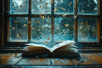 Leinwandbilder - A book opening with letters flying out, symbolizing the power of education to open minds,
