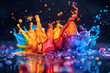 A banner featuring a burst of neon colors splashing outwards from the center, symbolizing innovation and excitement,