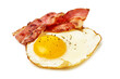Food fried egg and bacon on white background, delicious cuisine
