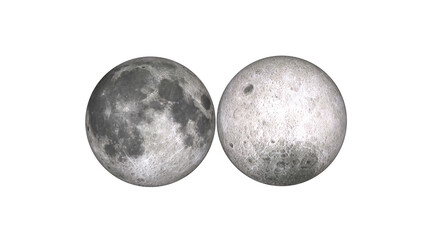 near side and far side of the moon on transparent background