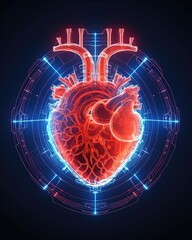 Heart anatomy 3D Hologram Wireframe pixels