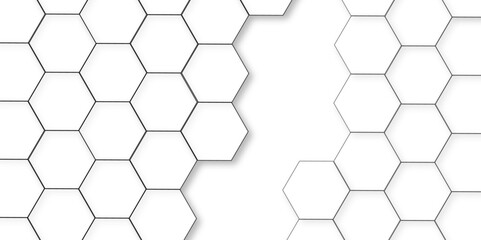 Wall Mural - Abstract white background with hexagon and hexagonal background. Luxury white pattern with hexagons. abstract 3d hexagonal background with shadow. 3D futuristic abstract honeycomb mosaic background.