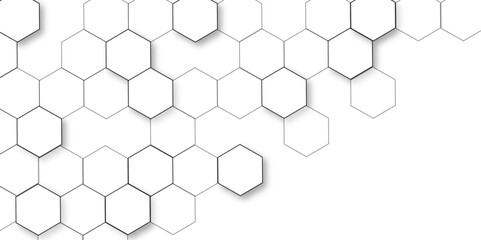 Wall Mural - Abstract white background with hexagon and hexagonal background. Luxury white pattern with hexagons. abstract 3d hexagonal background with shadow. 3D futuristic abstract honeycomb mosaic background.