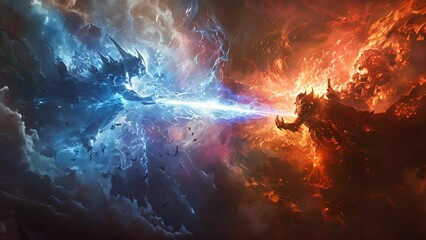 Wall Mural - two characters are fighting in a video game, one is blue and the other is red. the blue character is