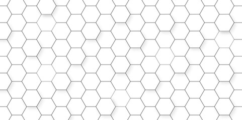 Wall Mural - Abstract white background with hexagon and hexagonal background. Luxury white pattern with hexagons. abstract 3d hexagonal background with shadow. 3D futuristic abstract honeycomb mosaic background.