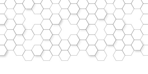 Wall Mural - Abstract white background with hexagon and hexagonal background. Luxury white pattern with hexagons. abstract 3d hexagonal background with shadow. 3D futuristic abstract honeycomb mosaic background.