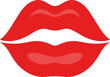 Red lips icon. Vector illustration.	