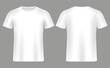 © meddesigner - Men's white blank Realistic T-shirt template,from two sides, natural shape on invisible mannequin, for your design mockup for print, isolated on white background.