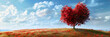 © john - A tree with a heart-shaped crown with red foliage stands in the center of a hilly field of pitch