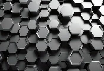 Wall Mural - 'rendering 3d illustration texture background black grey dark hexagonal blue three-dimensional abstract art business mobile phone concept connection datum decoration design digital'