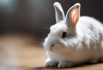 Wall Mural - Studio portrait of cute white rabbit