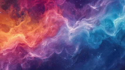 Wall Mural - Abstract colorful cosmic clouds and stars in a vibrant galaxy background
