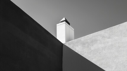 Wall Mural - Minimalist architectural detail of a modern building against a clear sky