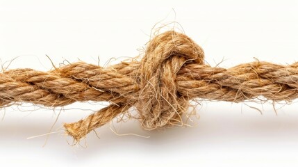   A tight shot of a rope, its end knotted with a distinct knot