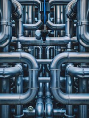 Canvas Print - A close up of a bunch of pipes and valves. Generative AI.