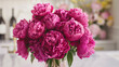beautiful with pink flowers peonies in a vase